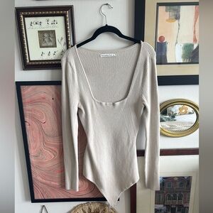 Abercrombie Cream Ribbed Long Sleeve Bodysuit